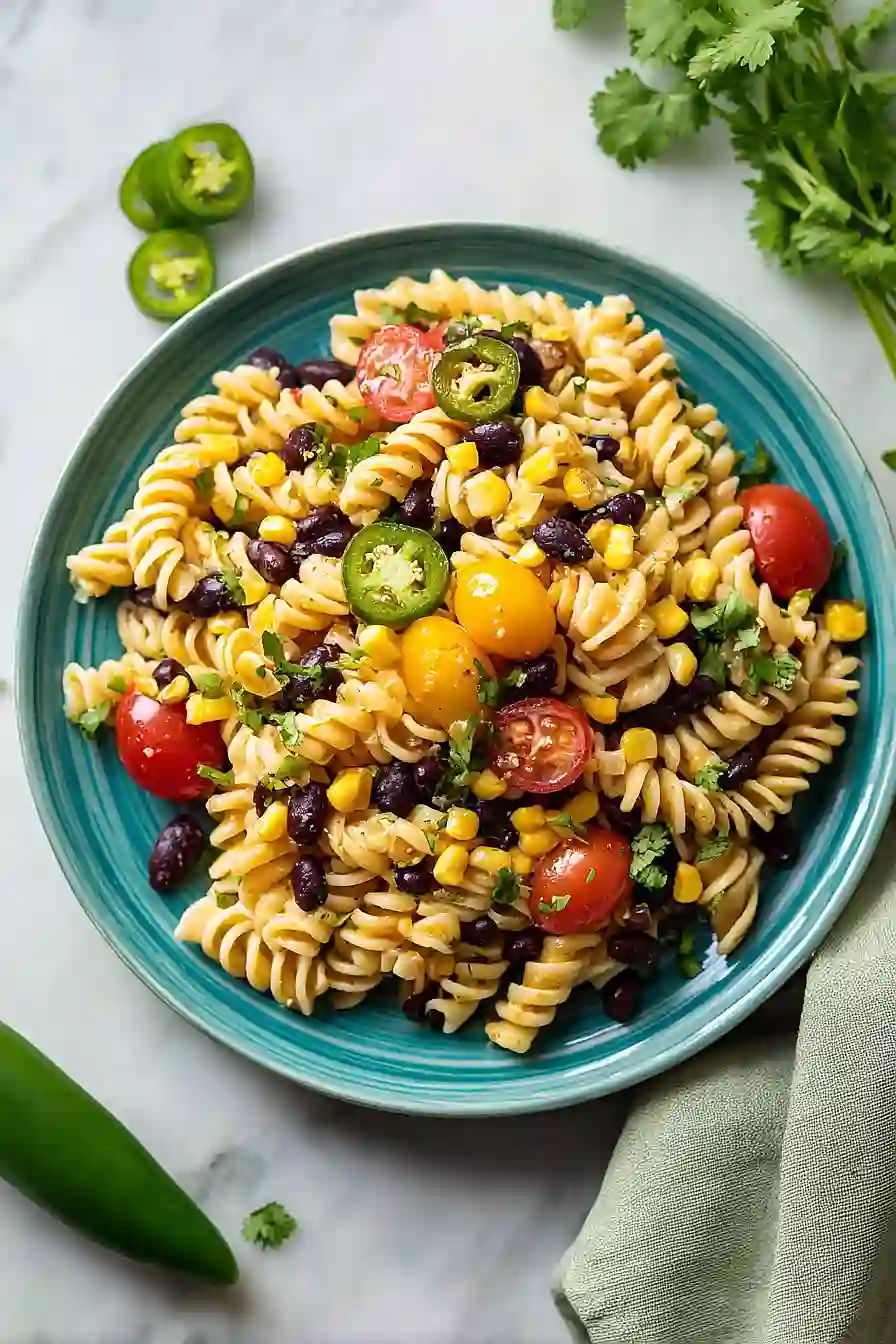 mexican pasta salad with jalapeños