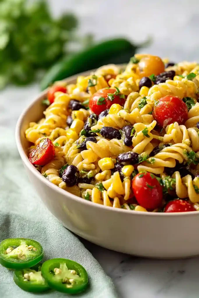 mexican pasta salad with jalapeños